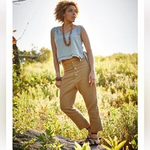 Melow Par Melissa Bolduc cotton/linen pants in cool brown